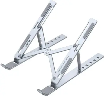 Mbajtëse laptopi Unitek, e palosshme, alumini, ngjyrë argjendi