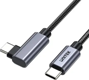Kabllo Unitek USB-C me kënd 90° PD100W 0,5m, ngjyrë zi-hiri