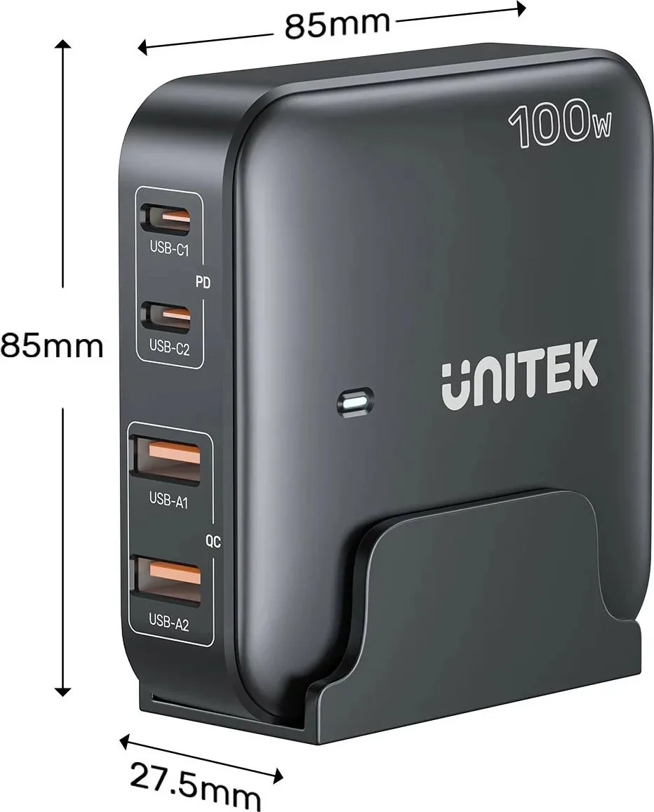 Karikues Unitek GaN 100W 2xUSB-A 2xUSB-C, i zi - 11
