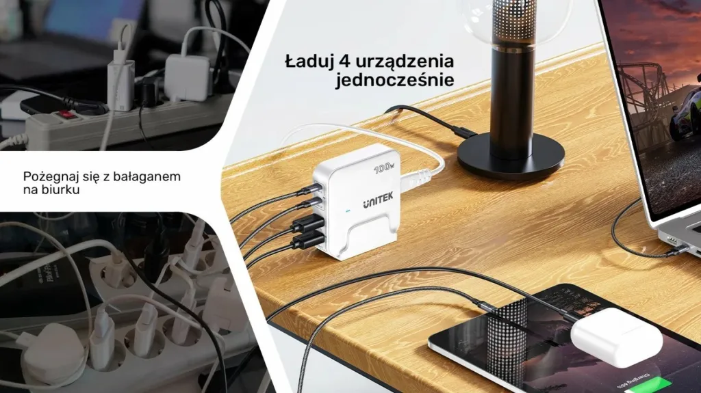 Karikues Unitek GaN 100W 2xUSB-A 2xUSB-C, i zi - 15