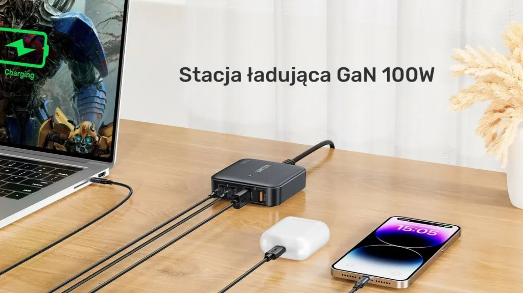 Karikues Unitek GaN 100W 2xUSB-A 2xUSB-C, i zi - 22