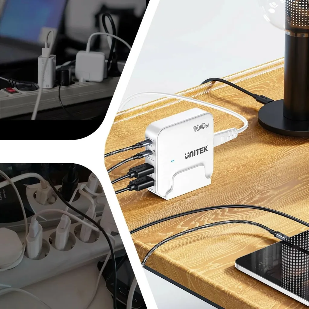 Karikues Unitek GaN 100W 2xUSB-A 2xUSB-C, i zi - 5