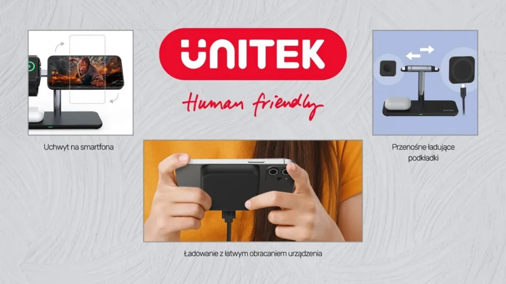 Mbështjellës magnetik 3në1 për iPhone Unitek, i zi - 12