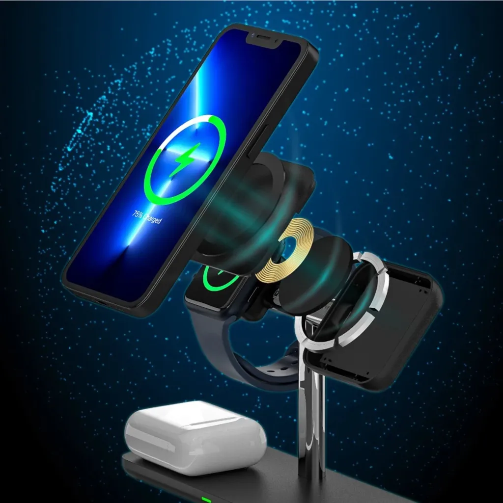 Mbështjellës magnetik 3në1 për iPhone Unitek, i zi - 7