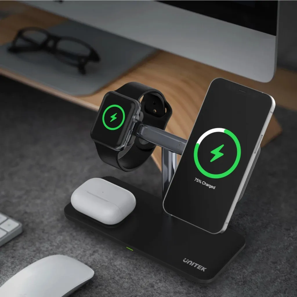 Mbështjellës magnetik 3në1 për iPhone Unitek, i zi - 8