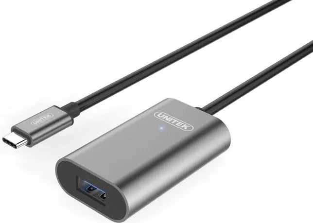 Kabllo aktive Unitek USB-C, e zezë-argjendtë - 1
