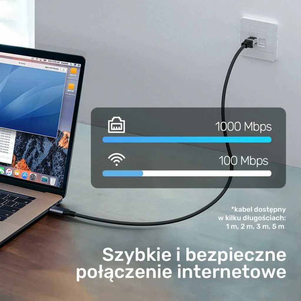Kabëll Ethernet Unitek USB C RJ-45 LAN, 5m, zi-argjendtë - 3