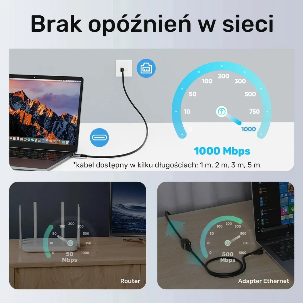 Kabëll Ethernet Unitek USB C RJ-45 LAN, 5m, zi-argjendtë - 4
