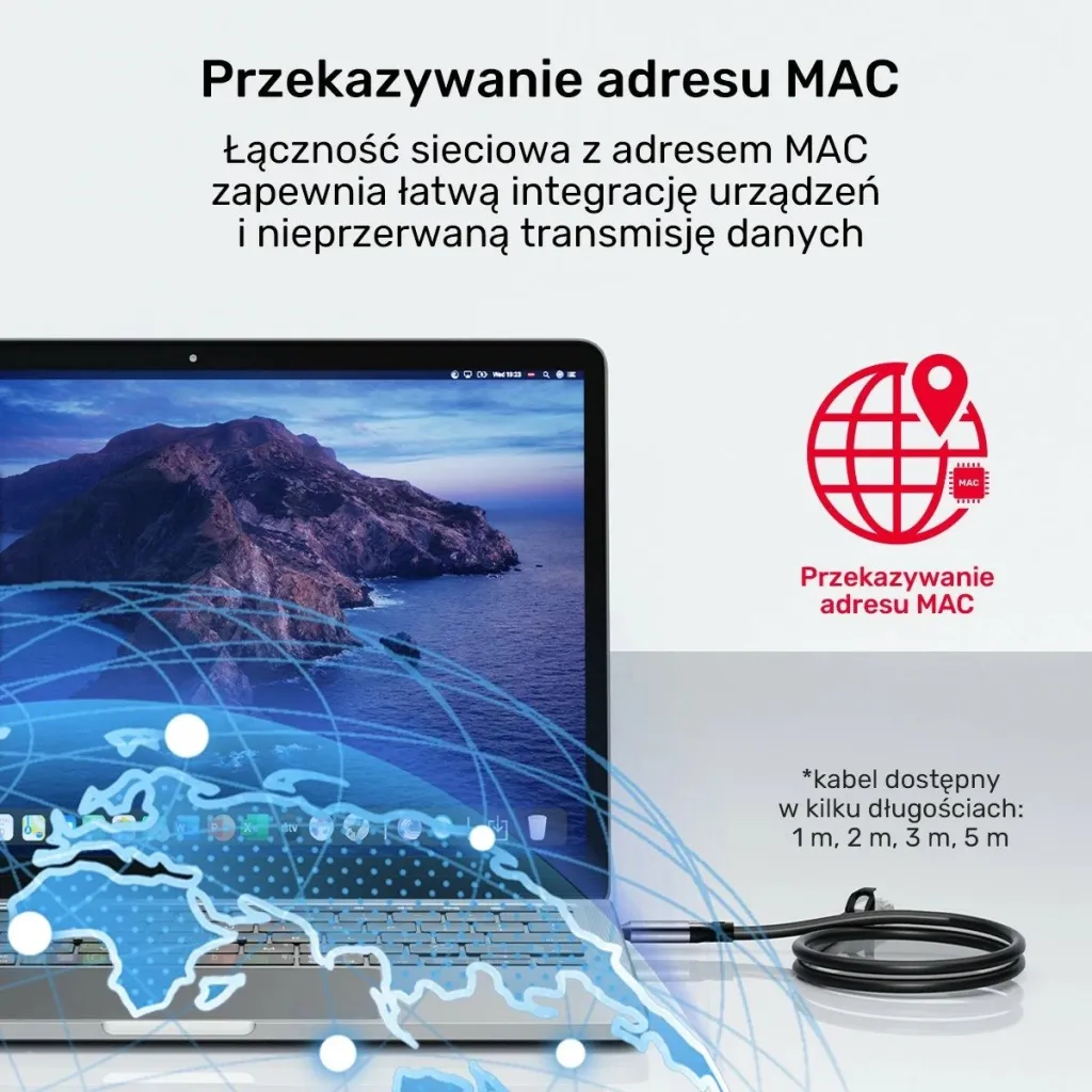 Kabëll Ethernet Unitek USB C RJ-45 LAN, 5m, zi-argjendtë - 5