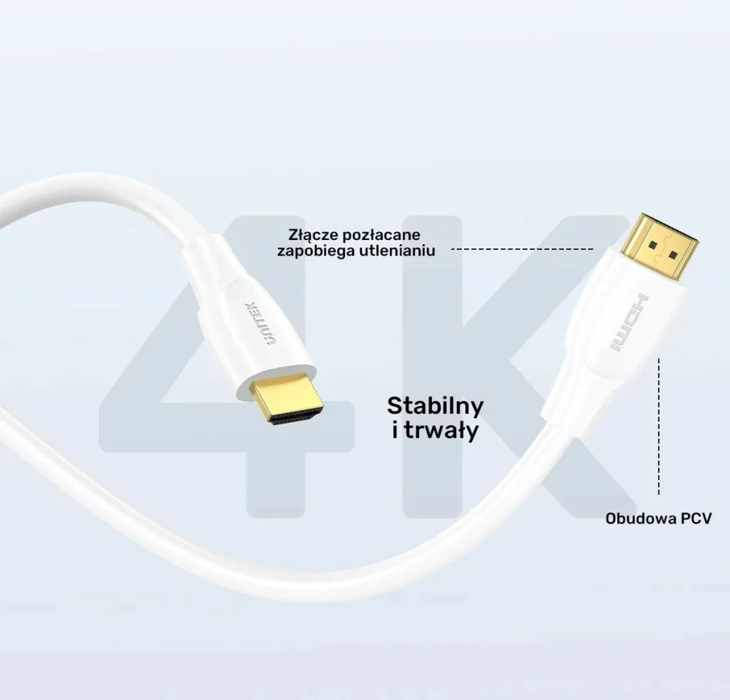 Kabëll HDMI Unitek 2.0 4K, 1.8m, bardhë - 7