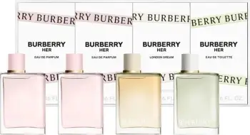 Set miniaturash Eau de Parfum dhe Eau de Toilette për femra Burberry Her & Her London Dream, 4 copë x 5ml