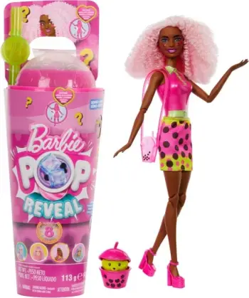 Kukull Barbie Pop Reveal Bubble Tea Series Berry Bliss, me aksesorë, me slime, shumëngjyrëshe