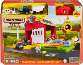 Set loje Matchbox Action Drivers Farm Adventure, fermë interaktive, traktor 1:64, shumëngjyrësh