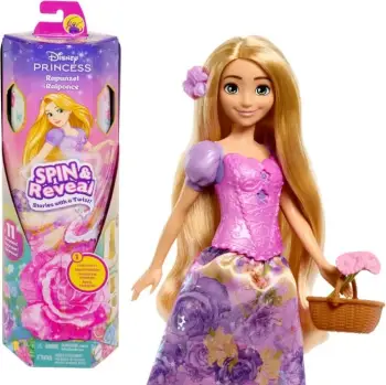 Kukull Barbie Princess Rapunzel Spin and Reveal, me aksesorë, shumëngjyrëshe