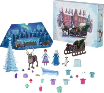 Kalendar Adventi lodra surprizë Disney Frozen, 24 ditë, me kukulla Anna dhe Elsa