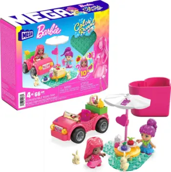 Set ndërtimi Mattel MEGA Barbie Color Reveal Little Convertible Happy Trip, 66 pjesë, me figurë, shumëngjyrësh