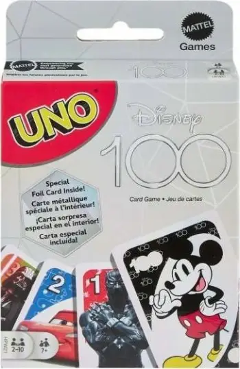 Loja me letra Mattel Uno Disney 100 Years Cartoon Heroes, deri 10 lojtarë, 7+