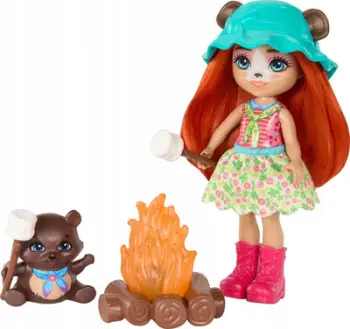 Set lodrash Mattel Enchantimals Camping Trip, me kukull, me kafshë shoqëruese, shumengjyrësh