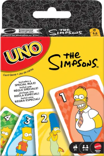 Loja me letra Mattel UNO The Simpsons, për fëmijë dhe të rritur, set koleksionues, shumëngjyrëshe