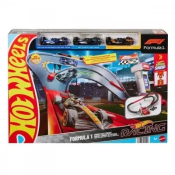 Set pistë garash Hot Wheels Racing Formula 1 Sprint Race Circuit, me 3 vetura die-cast 1:64, shumëngjyrëshe
