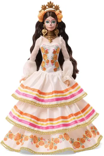 Kukull koleksionuese Barbie Signature Día De Muertos 2025, fustan krem me pala, me qëndrim, krem