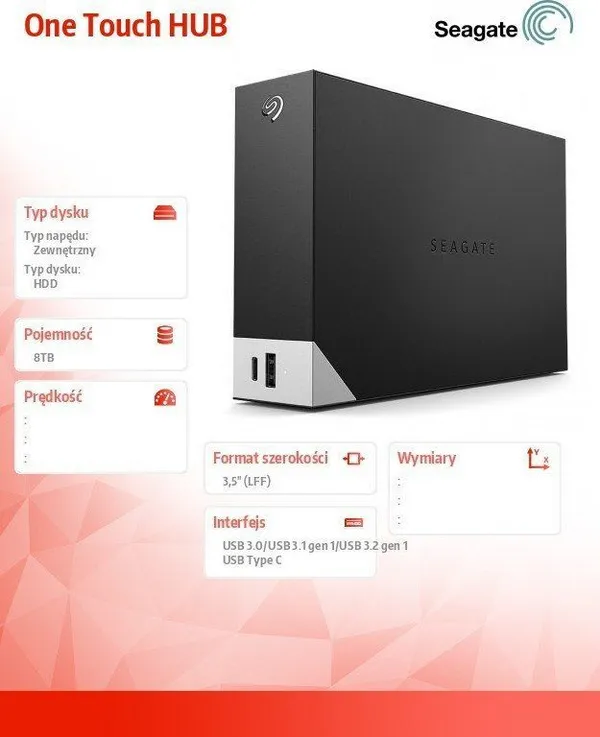Disk i jashtëm HDD Seagate One Touch Hub 8TB, i zi/hirtë - 7