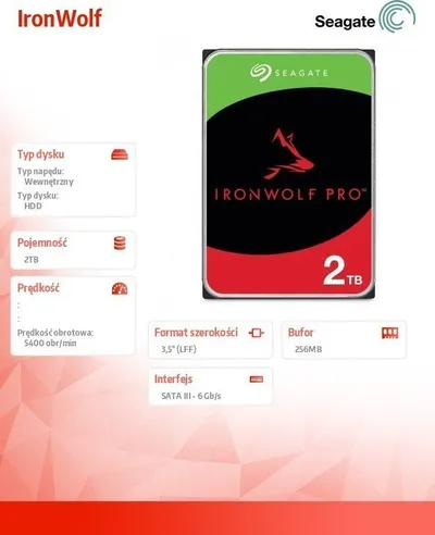 Hard disk HDD Seagate IronWolf 2TB, 3.5'', SATA III (6Gb/s) - 5