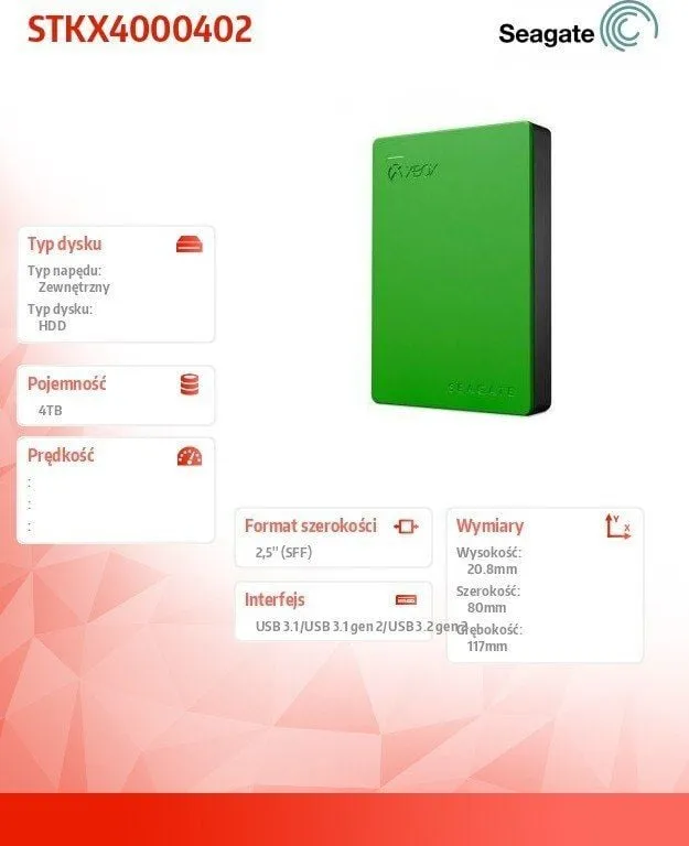 Disk i jashtëm për Xbox Seagate Game Drive, 4TB, USB 3.2 Gen 1, i zi - 3