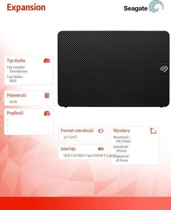 Hard disk i jashtëm Seagate Expansion Desktop, 14TB, i zi - 4