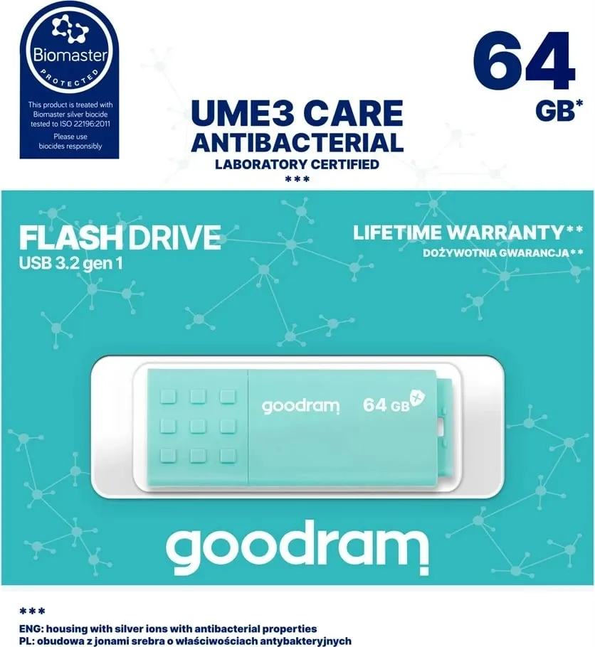 USB flash drive Goodram UME3, 64 GB, USB 3.2, Turkeze - 5