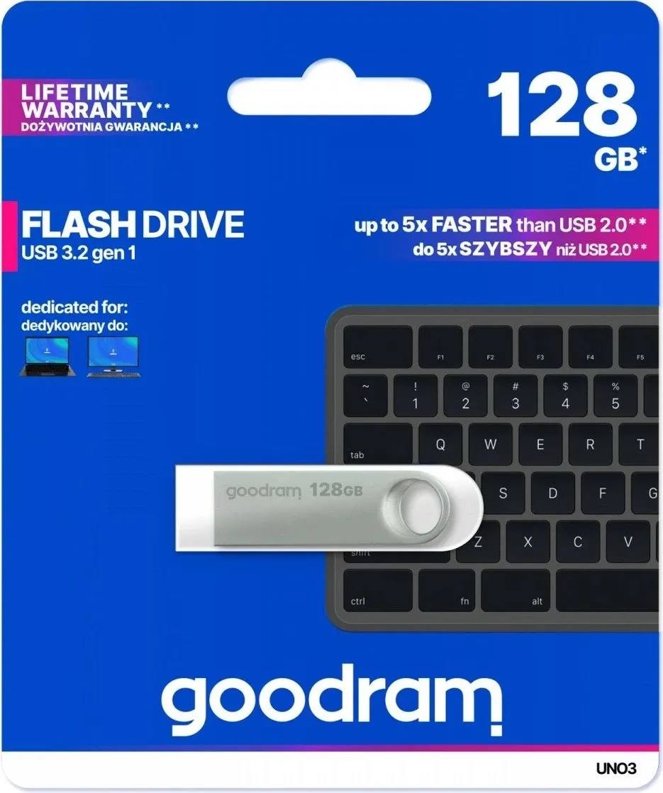 USB Flash GoodRAM UNO3, 128GB, argjendtë - 1