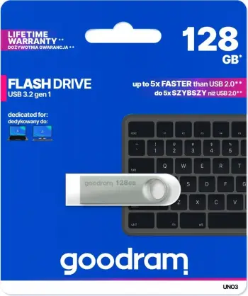 USB Flash GoodRAM UNO3, 128GB, argjendtë