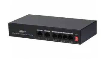 Switch Dahua DH-PFS3006-4ET-36 / 6-Port / 4-Port PoE / Megabit / Fast Ethernet / 4×10/100M PoE PSU porte dhe 2×10/100M uplink porte / I zi