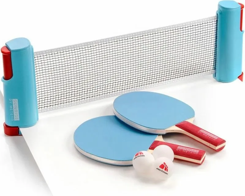 Set pingpongu Meteor Sunrise Rollnet, 2 raketa, 3 toptha, blu - 2