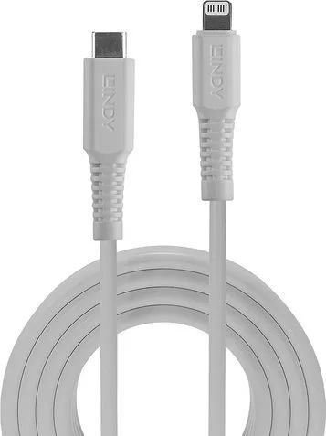 Kabllo USB 2.0 Lindy, Apple Lightning në USB-C, 3 m, e bardhë - 2