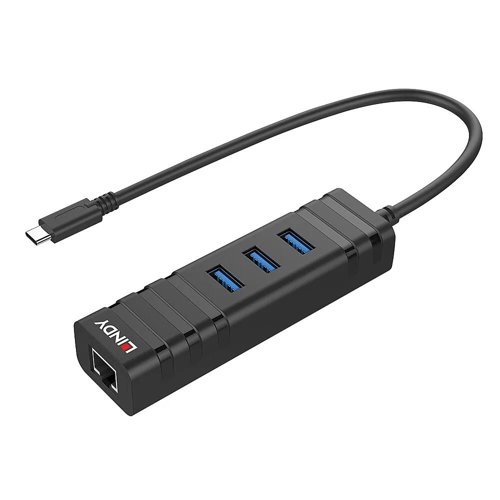 Qendër USB 3.0 Lindy, 3 porte + Gigabit Ethernet, e zezë - 2
