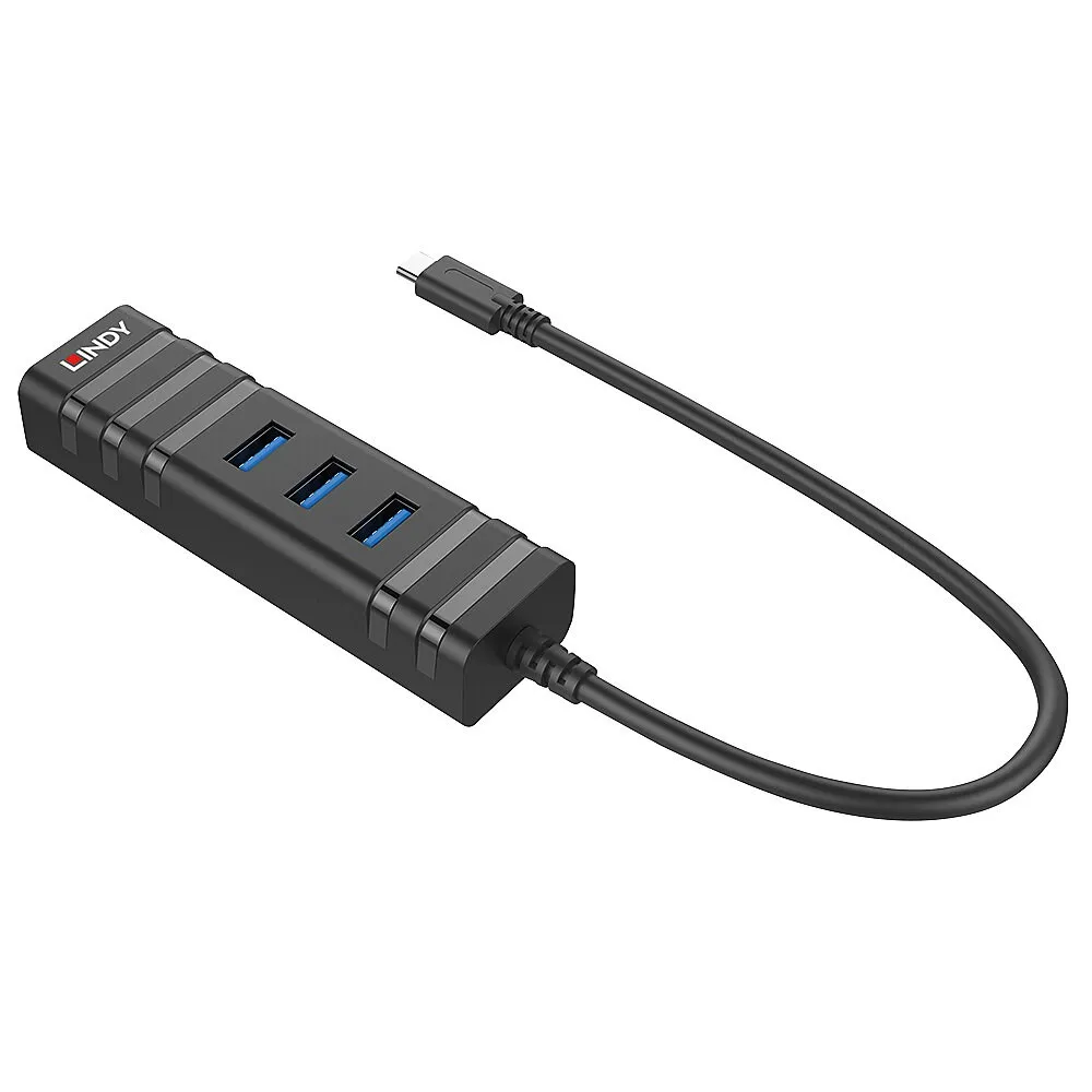 Qendër USB 3.0 Lindy, 3 porte + Gigabit Ethernet, e zezë - 3