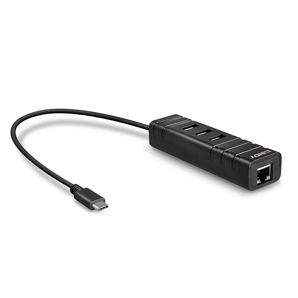 Qendër USB 3.0 Lindy, 3 porte + Gigabit Ethernet, e zezë - 5