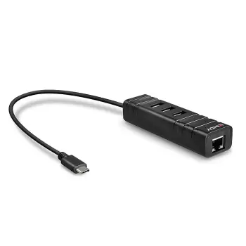 Qendër USB 3.0 Lindy, 3 porte + Gigabit Ethernet, e zezë