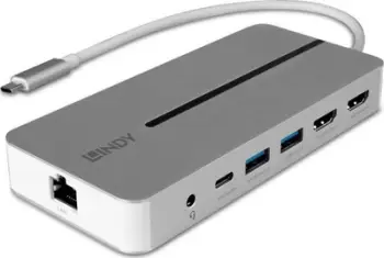 Stacion lidhës Lindy DST-Mx Duo USB-C, 4K, 100W, i argjendtë