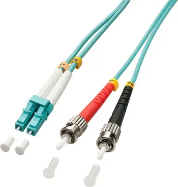 Kabllo rrjeti Lindy Fiber Optic LC/ST OM3 50/125um, Multimode, 2m, e kaltër