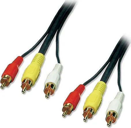 Kabllo Lindy RCA (Cinch) x3 - RCA (Cinch) x3, 20m, e zezë - 1