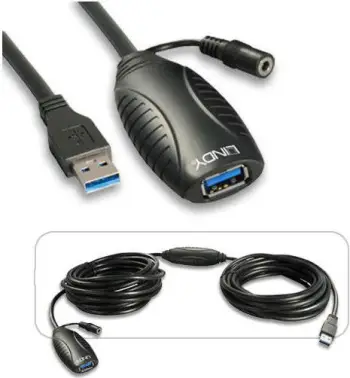 Kabllo Lindy USB-A - USB-A, 10m, e zezë