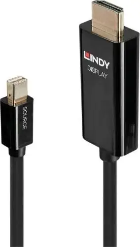 Kabllo Lindy DisplayPort Mini - HDMI, 0.5m, e zezë