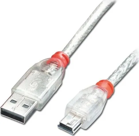 Kabllo Lindy USB-A - miniUSB, 1m, transparent - 1