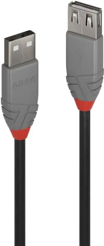 Kabllo Lindy USB-A - USB-A, 2m, e zezë