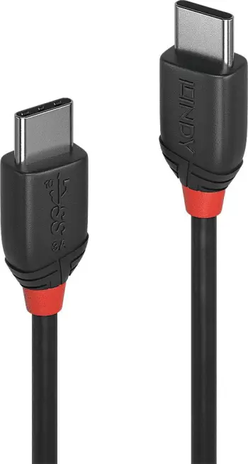 Kabllo Lindy USB-C në USB-C, 0.5m, e zezë