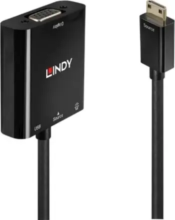 Përshtatës Lindy USB-C to VGA (38286), i zi