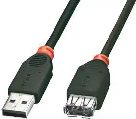 Kabllo USB Lindy USB-A M/F 31853, 0.2m, e zezë