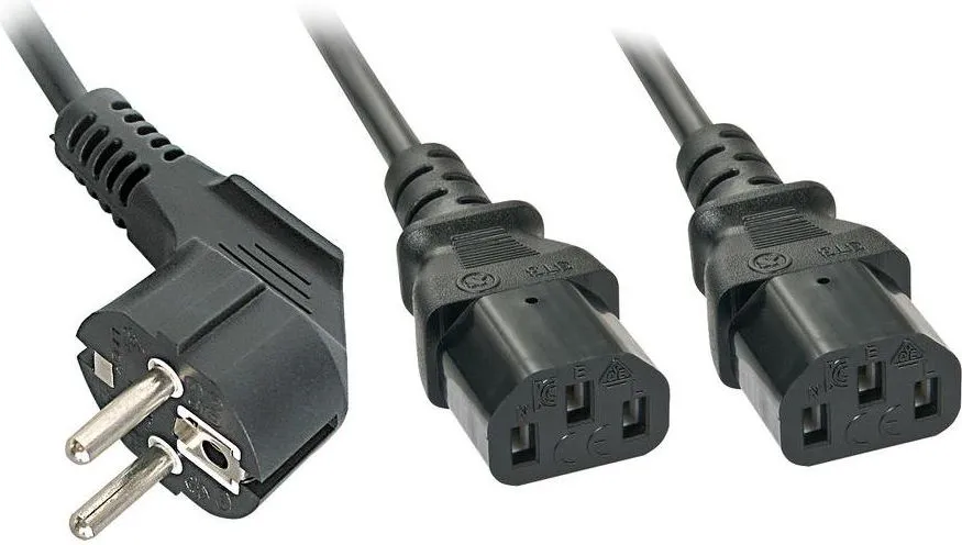 Kabllo energjie Lindy 2x C13, 2m, e zezë - 1